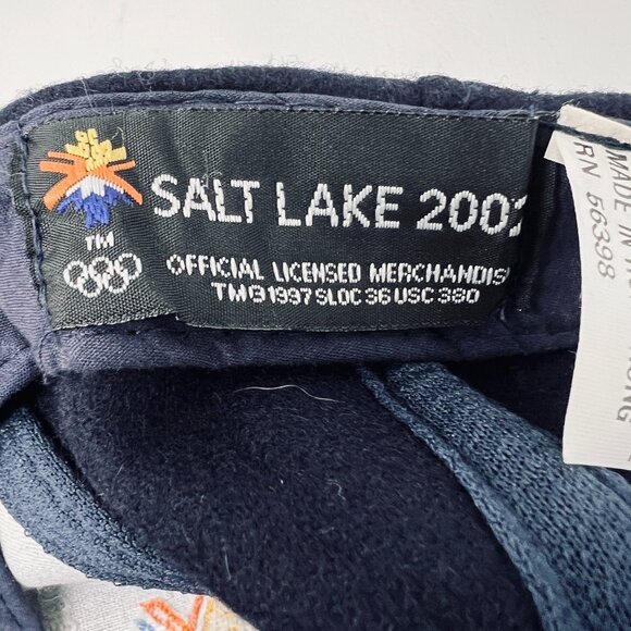 Salt‎ Lake 2002 Mens Hat Navy Beige Wool Olympic Winter Games Strapback Cap - Picture 6 of 9